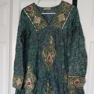 Green Pink Anarkali dress